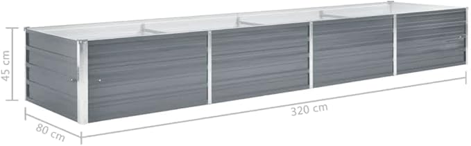 Raised Bed Grey Galvanized Steel Cactus planters Succulent pots Modern Plant pots for Outdoor Garden 126.0 x 31.5 x 17.7 in