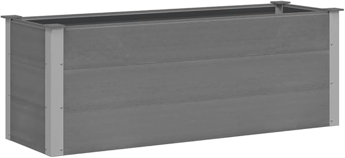 Modern Design Garden Raised Bed Wood Look Planter Box for Gardening Vegetables Fruits Flowers Gray Wood-Plastic Composite 59.1x19.7x21.3-464