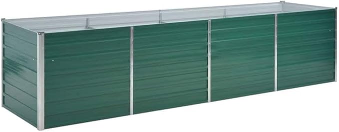 vidaXL Large Garden Raised Bed 126x31.5x31.3 Galvanized Steel Outdoor Planter Box Green Ideal for Plants Vegetables Herbs and Flowers