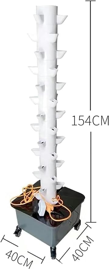 15 Floors 45 Holes Hydroponics Tower Set Hydroponic Growing Detachable PP Colonization Cups Tower with Pump and Movable Water Tank Farm Gree