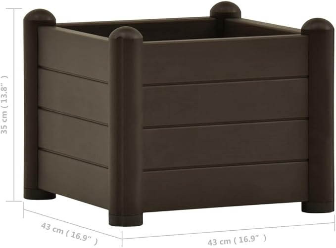 Garden Raised Bed Horse Trough planters Planter Boxes Standing Planter Gardening Box Suitable for Corridor Courtyard Nursery Orchard PP Mocha 16.9x16.9x13.8