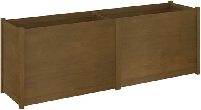 vidaXL Garden Planter - Solid Pinewood Material Honey Brown Finish Large Raised Bed Outdoor Use Assembly Required Measures 78.7x19.7x27.6.