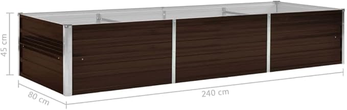 Garden Raised BedFreestanding PlantersMultifunctional High BedsBalcony Planter BoxPlant Privacy FencePatio Raised Bedsfor VegetablesFlowersOutdoorBrown 94.5x31.5x17.7 Galvanized Steel