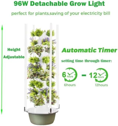 Hydroponics Growing System Garden Hydroponics Growing System Indoor Smart Garden with LED Light Plants Indoor Hydroponic Vegetable Tower for Gardening Lover5Layer
