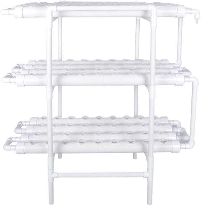 Hydroponics Growing System Kit108 Plant Sites 3 Layers Food-Grade PVC-U Pipes Hydroponic Grow Kit Gardening System with Water Pump TimerNet Pots and Sponge for VegetablesFruitsHerb