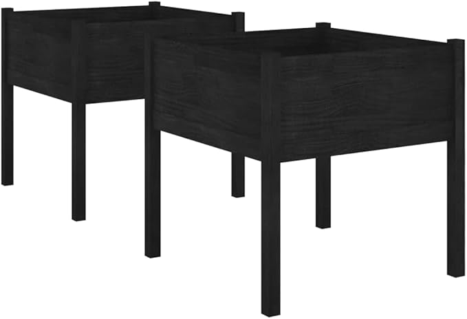 Garden PlantersGardening AccessoriesModern DesignBackyard Raised BedsPatio Raised BedsHerb PlantersFreestanding Plantersfor BalconiesDecks2 pcs Black 27.6x27.6x27.6 Solid Wood Pine