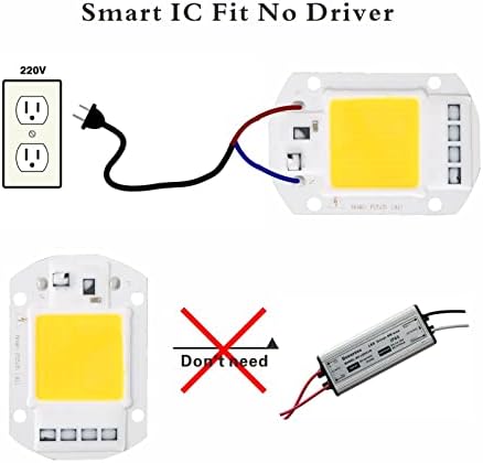 Landscape Lights LED COB Lamp Chip 10W 20W 30W 40W 50W AC 220V Smart IC LED Beads DIY for LED Floodlight Spotlight Cold White Warm White LED Street Lamp (Color : Cold White Size : 50W)