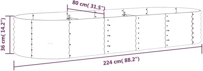 Garden Raised Planter Raised bedsGalvanized PlanterFlower BedTroughMetal PlanterRaised Garden BedBed Powder-Coated Steel 88.2x31.5x14.2 Gray