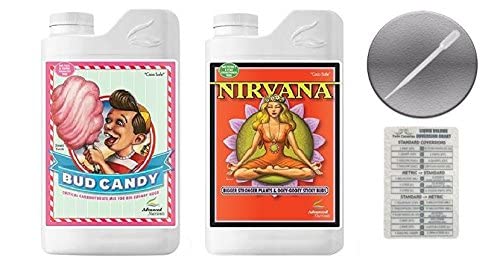 Fertilizer Advanced Nutrients Bud Candy and Nirvana 1L with Conversion Chart and 3ml Pipette