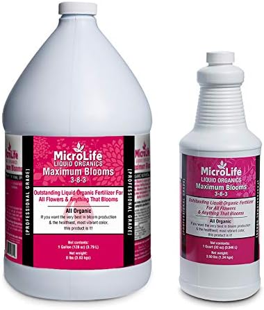 MicroLife Maximum Blooms (3-8-3) Professional Grade Organic Liquid Fertilizer Concentrate for All Flowers and Anything That Blooms Gallon