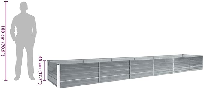 Galvanized Steel Raised Garden Bed 189x31.5x17.7 Gray Large Outdoor Planter Box for Vegetables &amp Flowers Durable Metal Elevated Garden Box for Patio Backyard