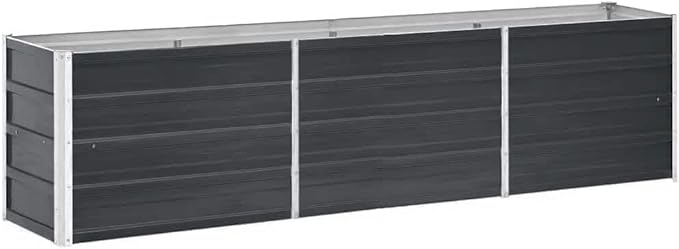 vidaXL Galvanized Steel Garden Raised Bed 94.5x15.7x17.7 Anthracite - Spacious Outdoor Planter Box for Flowers Herbs and Vegetables