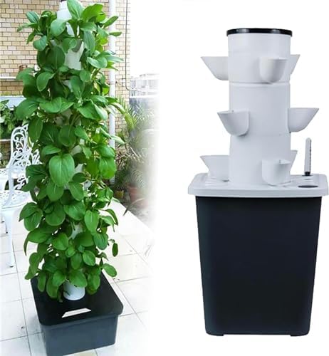 Hydroponics Growing System 30 Pods Hydroponics Tower Hydroponic Growing Sys Aeroponics Growing Kit for Fruits and Vegetables with Hydrating Pump Adapter Net Pots Timer for