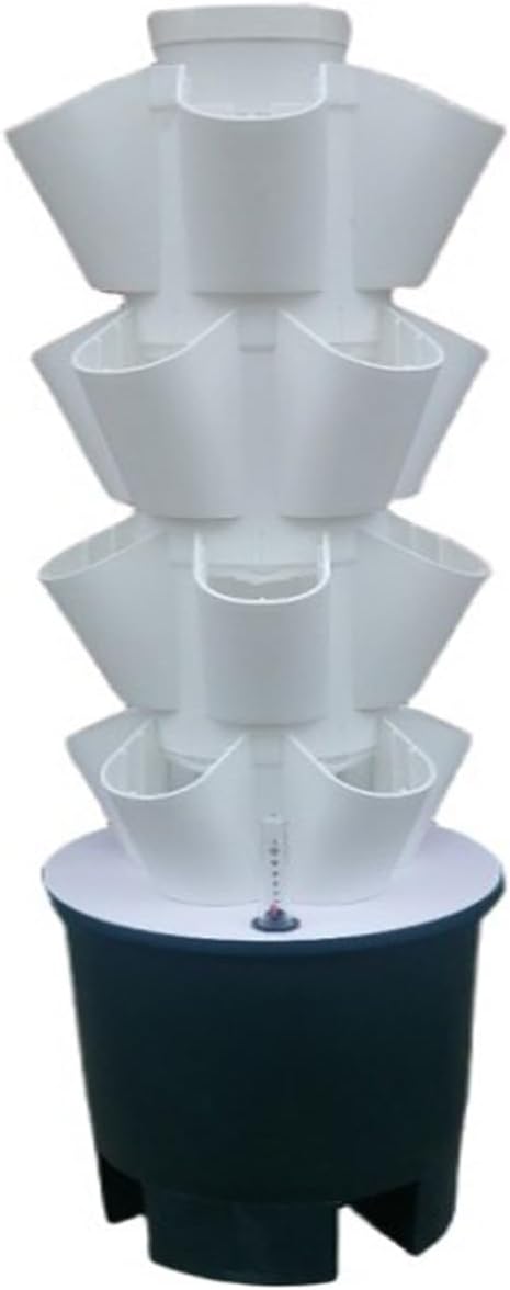 Hydroponic Growing Tower System with Hydrating Pump and Timer for Vertical Home Garden Cultivation of Herbs Fruits and Vegetables
