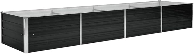 Galvanized Garden Raised Bed Kit Galvanized Planter Raised Garden Boxes Outdoor Metal Raised Garden Beds for Vegetables Anthracite 126x31.5x17.7 Galvanized Steel-296