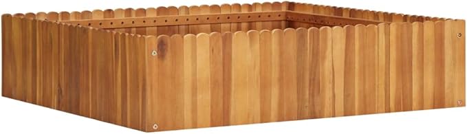 vidaXL Acacia Wood Raised Garden Bed - Outdoor Square Planter Box for Planting Brown Slatted Bottom Easy Assembly 39.3x39.3x9.8