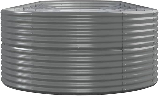 Raised Garden Bed 200.8 x 55.1 x 26.8 in Oval Grey Powder-Coated Steel Planter for Vegetables Flowers Herbs Large Outdoor Elevated Box Terrace Patio