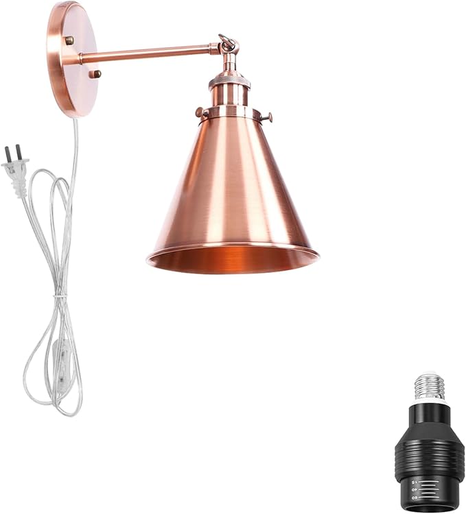Hook Mounted Plant Light Full Spectrum 4500K 10W Adjusted Angle &amp Light Beam Range 15-60 Degree Vintage Red Bronze Wall Lamp for Indoor Plants Flowers Growing