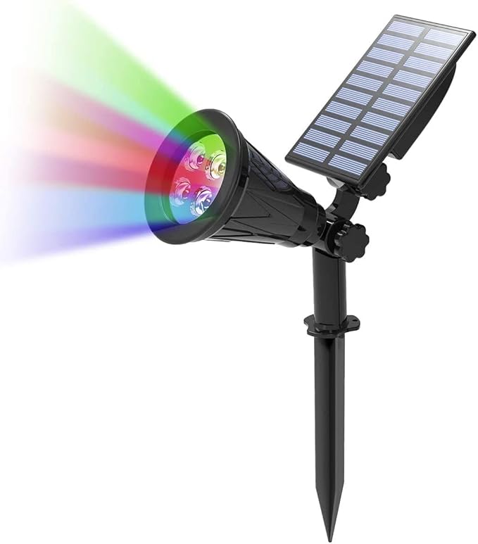 Solar Spotlights 4LED Solar Landscape Spotlights Solar Landscape Lights Waterproof 2-in-1 Multi Use Outdoor Wall Lights (Multicolor)