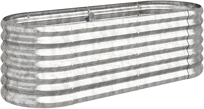SKM Garden Raised Bed Powder-Coated Steel 44.9x15.7x14.2 Silver (3.72 KG/8.184 LBS)