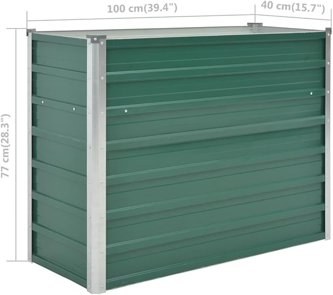 Green Galvanized Steel Raised Garden Bed 39.4x15.7x30.3 inch Rectangular Planter Box for Outdoor Plants Vegetables Herbs Flowers