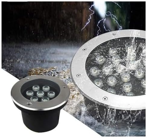 Round Ground Landscape Light - Built-in Outdoor Floor Lamp AC85-265V Outdoor Buried Lights Outdoor Recessed Spot Light IP67 Waterproof Floor Lamp Led Beam Light(Yellow Light12W)