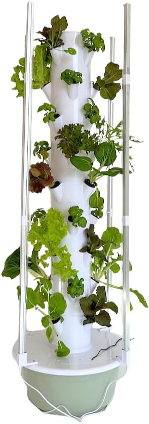 Aeroponic Vertical Tower Garden System 9 Layers with 4 Grow Ports 36 Plant Ports LED Light Kit Rockwool Pump &amp More Soil-Free Growing System for Indoor &amp Outdoor Home Growing