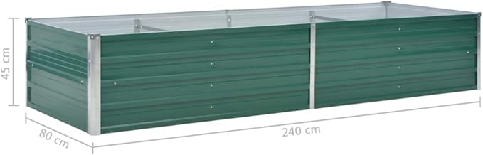 Garden Raised Bed Galvanized Steel 94.5x31.5x17.7 Green