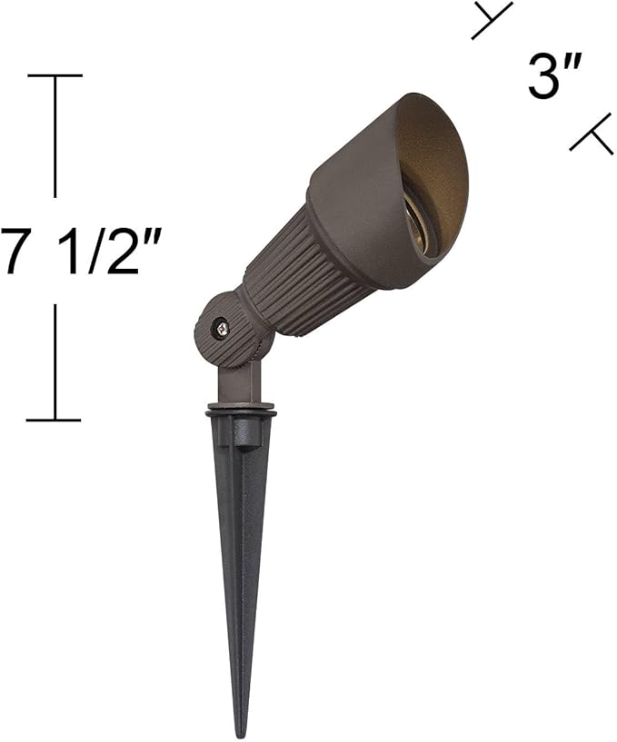 John Timberland Hooded 7 1/2 High Traditional Outdoor Landscape Spotlight Porch House Exterior Outside LED Bulb Weatherproof Brown Bronze Finish Aluminum Front Door Patio Garage Home Deck