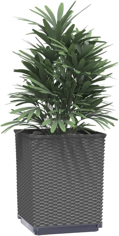 Planter Box Flower Beds for Planting Vegetable Herb and Gardening - Large Outdoor Plant Pot - 2 pcs Black Polypropylene 11.8x11.8x14.6