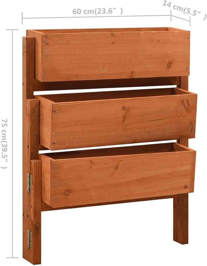 Garden Folding Planter Orange 23.6x5.5x29.5 Solid Firwood Raised Bed Box Folding Garden Planter with Three Flower Boxes for Vegetables and Flowers