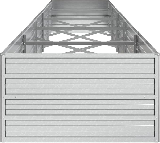 SKM Garden Raised Bed Silver Galvanized Steel 157.5 x 31.5 x 17.7 inSilver (Weight 28.18KG)