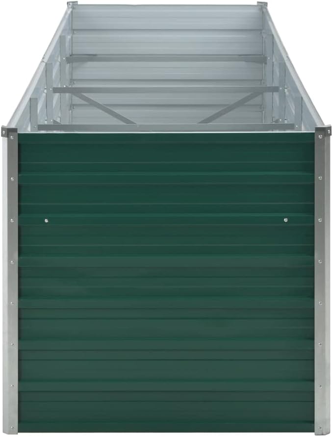 vidaXL Large Garden Raised Bed 126x31.5x31.3 Galvanized Steel Outdoor Planter Box Green Ideal for Plants Vegetables Herbs and Flowers