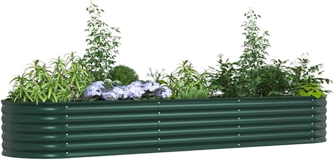 Metal Steel Garden Raised Bed for Gardening Metal Planter Box for Vegetables Fruits Flowers Easy Assembly 126x31.5x17.3 Green-868