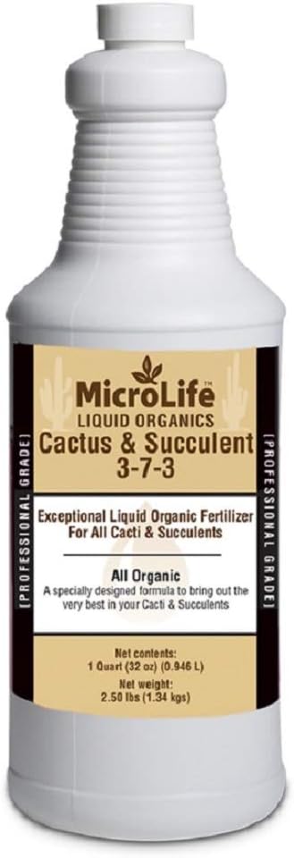 MicroLife Cactus &amp Succulent (3-7-3) Professional Grade Organic Liquid Fertilizer Concentrate 1 Quart