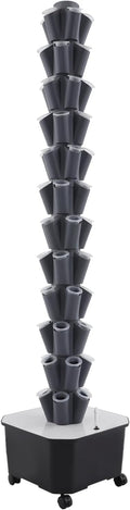 12 Tier 60 Holes Hydroponics Growing System Kit Vertical Hydroponic Tower Indoor Gardening Kit for Vegetables Herbs Fruits Home &amp Greenhouse (Grey)