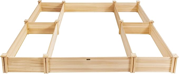 GRAFFY U-Shaped Wooden Raised Garden Beds Outdoor Wood Elevated Planter Box Garden Container for Vegetable Flower Planting Bed for Grass Lawn Patio Backyard