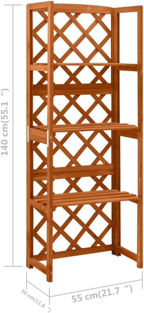 Trellis with 3 Shelves 21.6x11.8x55.1 Solid Fir Wood Planter Raised for Indoor Outdoor Garden Vegetables Flower Herb Plants Bed Elevated Wooden Box Stand for Backyard Patio BalconyBrown