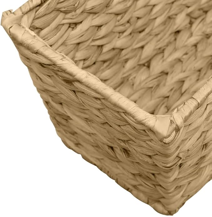 Planter Set of 2 Natural Water Hyacinth Steel Baskets for Indoor Garden Raised Flower Bed Patio Cages and Baskets