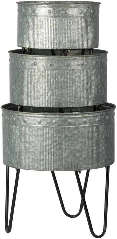 Set of 3 Metal Decorative Pots