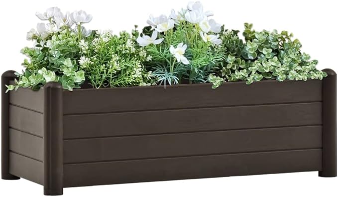 Garden Raised Bed PP Mocha 39.4”x16.9”x13.8” fWeight-14 lbs