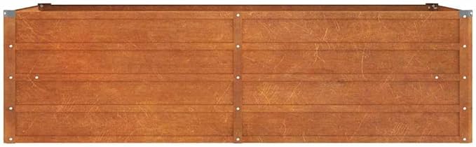 YAFF Rustic Brown Rectangular Raised Garden Bed in Corten Steel - 63x31.5x17.7 Inches for Outdoor Gardening
