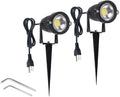 Pack of 2 Outdoor LED Landscape Lights Waterproof Spotlight with Spike Stand and Plug for Driveway Outdoor Lawn Lighting Flood Garden Yard (9W Cool White)