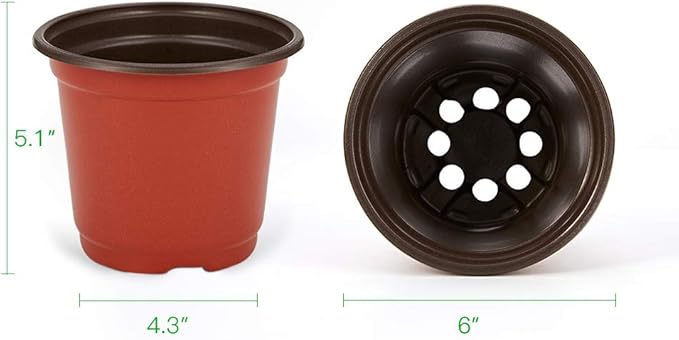 JERIA 200 Pack 6 Inch Plastic Nursery Pots Comewith Drainage Holes Seedling Flower Plant Container and Seed Starting Pots with 200 Pcs Labels