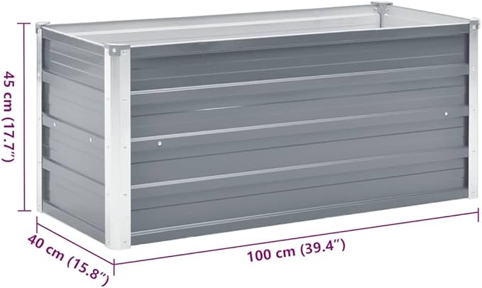 Raised Garden Bed Gray Galvanized Steel Planter Box 39.4x15.7x17.7 Inch Rectangular Outdoor Raised Bed for Vegetables Flowers Herbs Patio Garden Clearance Deals