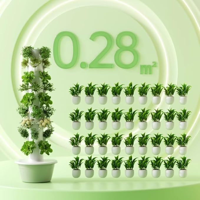 Hydroponic Growing Kit System with 4 LED Grow LightsHydroponics Tower Set 7 Layer 28 Pots Planter Vertical Hydro Tower Indoor Herb Garden Kit for Lettuce Veggies and Fresh Greens