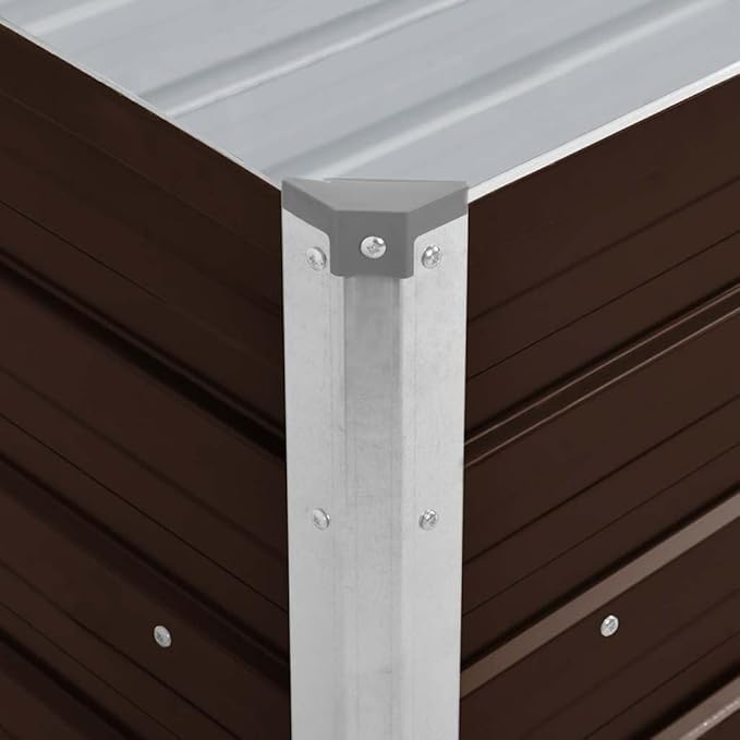 Galvanized Steel Raised Garden Bed 39.4 x 39.4 x 17.7 in Brown Rectangular Planter Box with Open Bottom Durable Outdoor Planter for Vegetables Herbs Flowers on Patio Balcony Yard