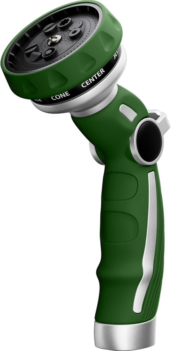 RESTMO Hose Nozzle Heavy Duty Metal Water Hose Sprayer for Garden 9 Spray Patterns | High Pressure | Thumb Flow Control | On/Off Valve Ideal for Lawn &amp Plant Watering Car &amp Pet Washing Gr