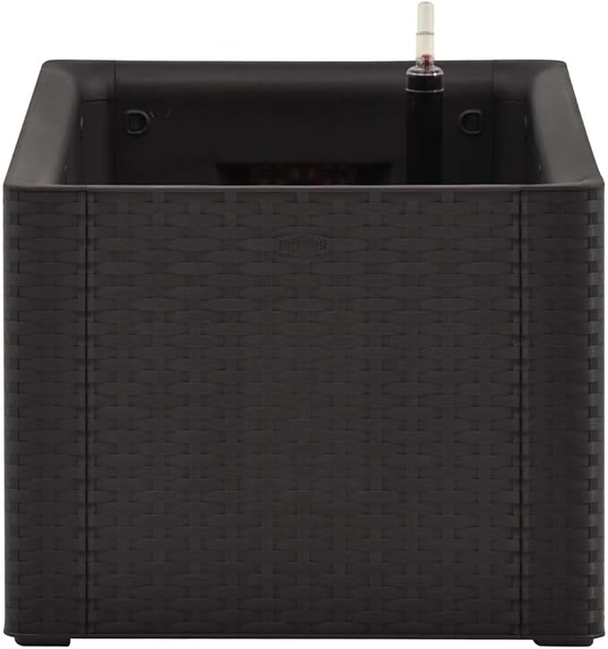 YAFF Anthracite Self-Watering Raised Bed Rattan Look 39.4x16.9x13.0 in Large Capacity 23.8 gal UV-Resistant Polypropylene for Indoor Outdoor Gardens Balcony or Patio Use