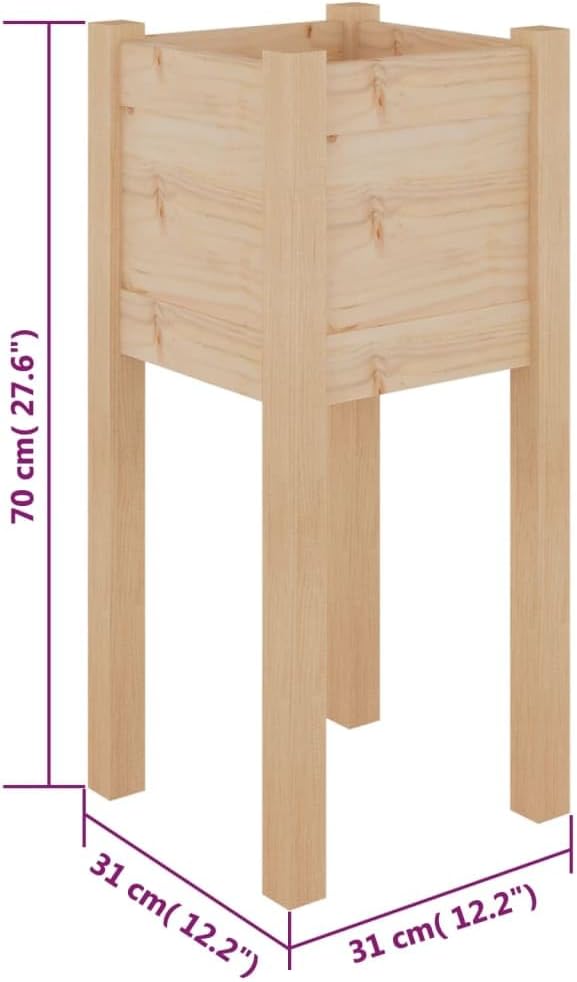Garden Planter Standing planters Raised Flower Bed Planter Boxes Gardening Box Suitable for Corridor Courtyard Orchard Nursery 12.2x12.2x27.6 Solid Wood Pine